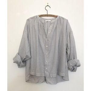 Dôen Jane top in blue and white stripe, size M